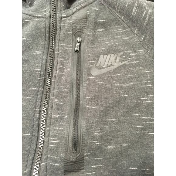 Nike Boys Small Heather Gray Full Zip Hoodie Turtle Neck Front Zipper Pocket - Picture 4 of 8